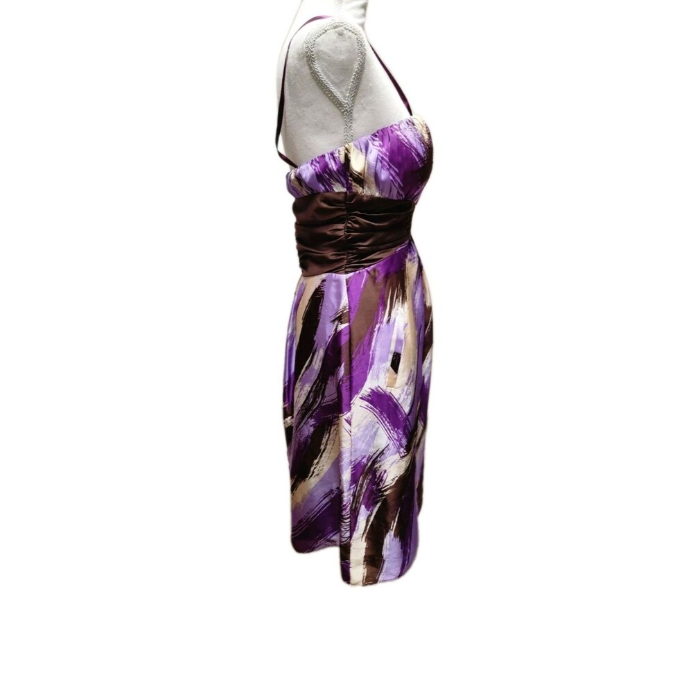 Y2K Max and Cleo Purple Cocktail Party Strapless Ruched Satin Pockets Dress Sz 6 - Picture 8 of 11